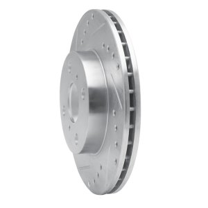 Chevrolet Prizm Brake Rotor (1) - Front Left - R1 Concepts - Drilled & Slotted - Silver - `93-`02